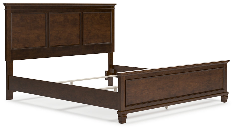 Danabrin California King Panel Bed with Mirrored Dresser, Chest and 2 Nightstands